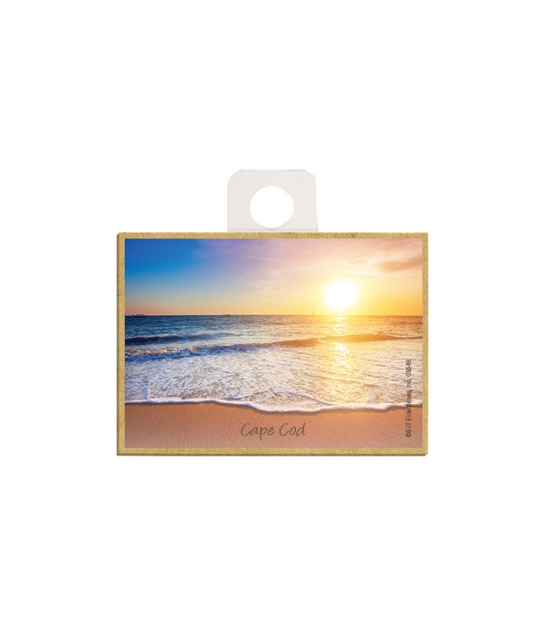 sunset over ocean (blues and yellow colors)  2.5 x 3.5 wooden magnet