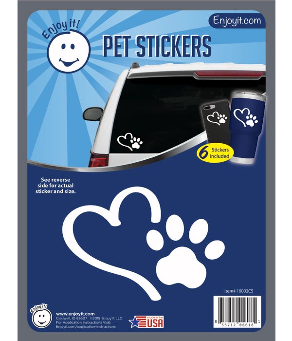 Heart and Paw Car Stickers