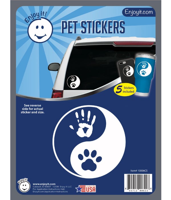 Yin Yang Hand and Paw Car Stickers
