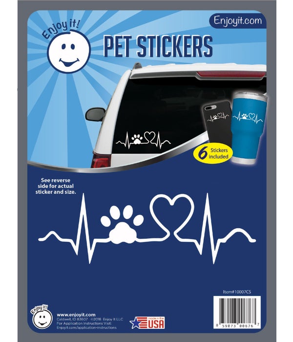 Heart Beat with Paw Car Stickers