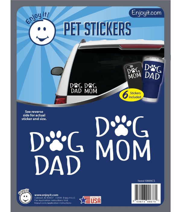Dog Mom and Dad with Paw Car Stickers
