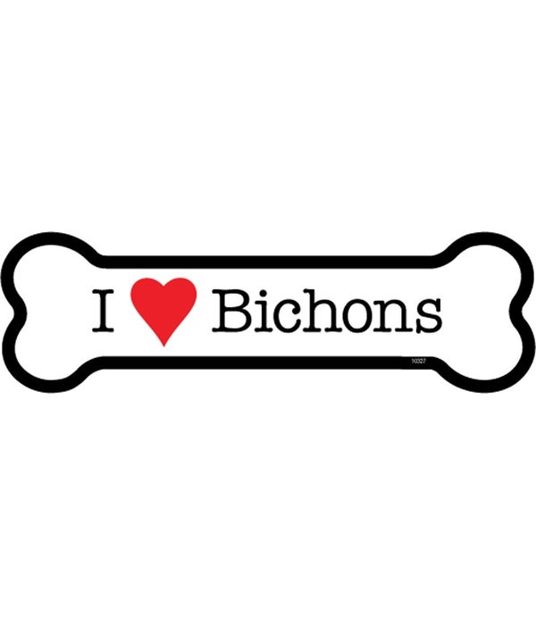 I (heart) Bichons -2x7 Bone Shaped Magnet