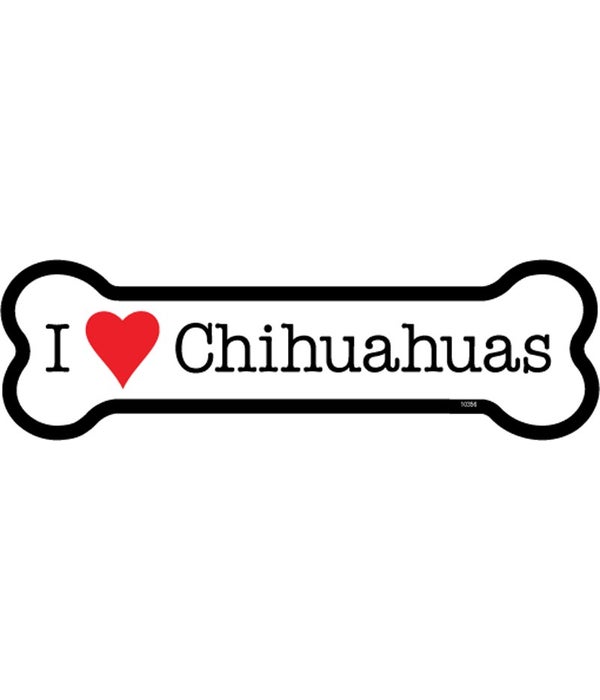 I (heart) Chihuahuas -2x7 Bone Shaped Magnet