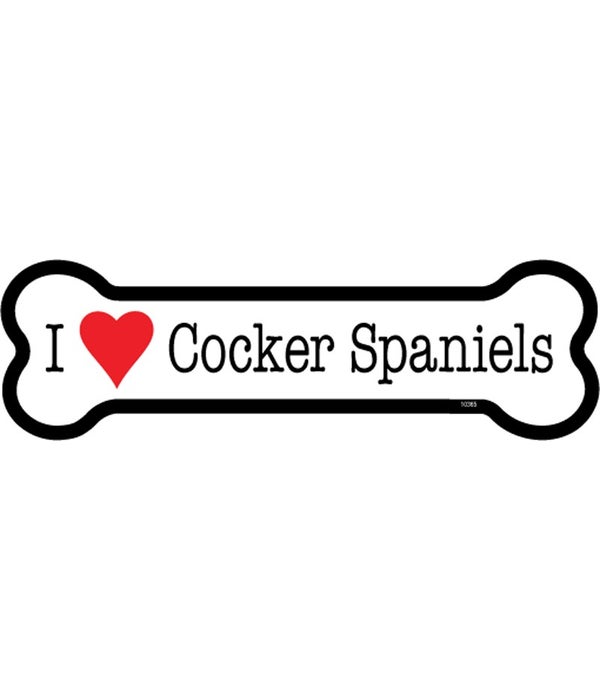 I (heart) Cocker Spaniels -2x7 Bone Shaped Magnet