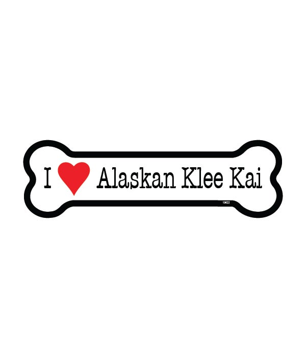 I (heart) Alaskan Klee Kai  -2x7 Bone Shaped Magnet
