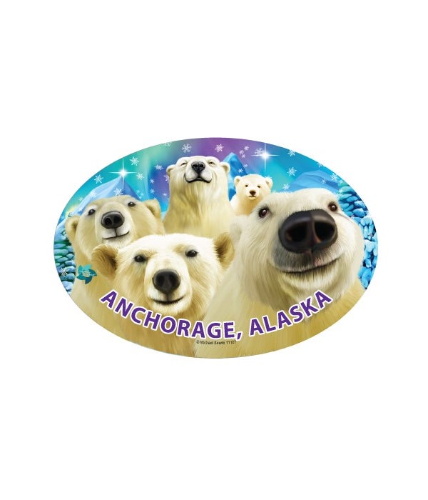 Polar Bears - Michael Searle oval magnet