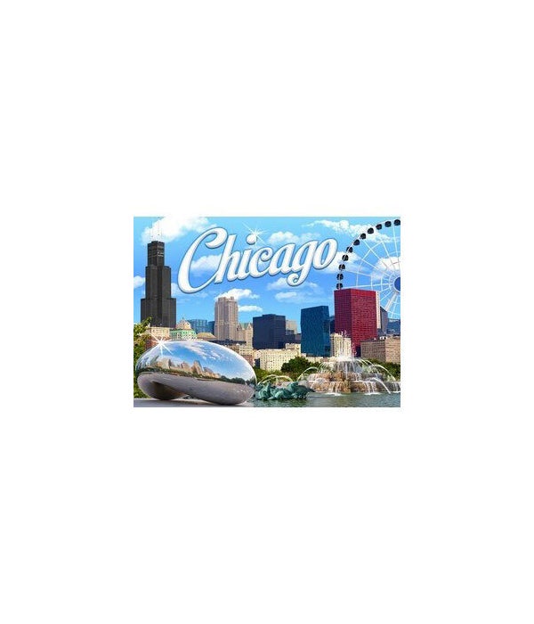 Chicago skyline foil magnet