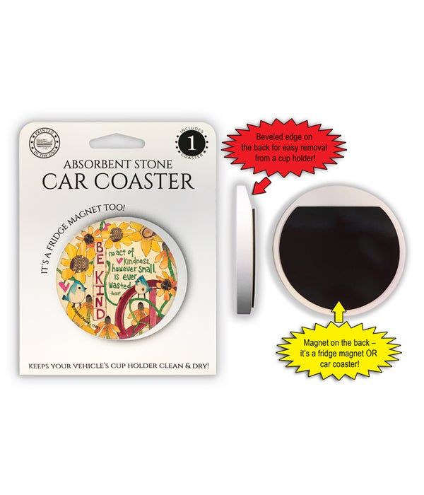 Be kind - no act of kindness however small is ever wasted - Aesop 1 Pack Car Coaster