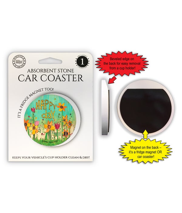 Happy day (flowers, grass, sky) 1 Pack Car Coaster