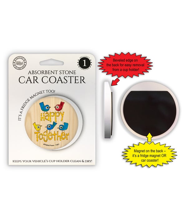Happy together (5 birds) 1 Pack Car Coaster