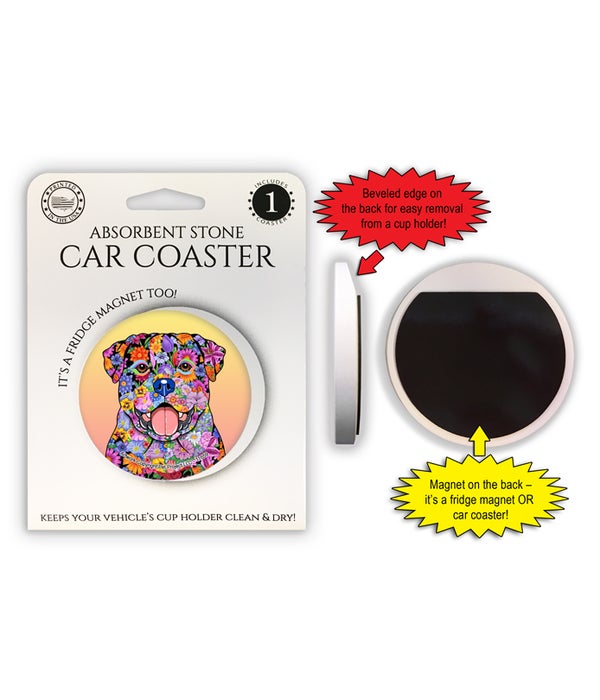 Rottweiler (flower design) 1 Pack Car Coaster