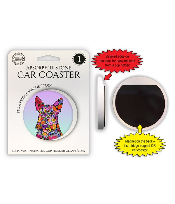 Scottish Terrier (flower design) 1 Pack Car Coaster