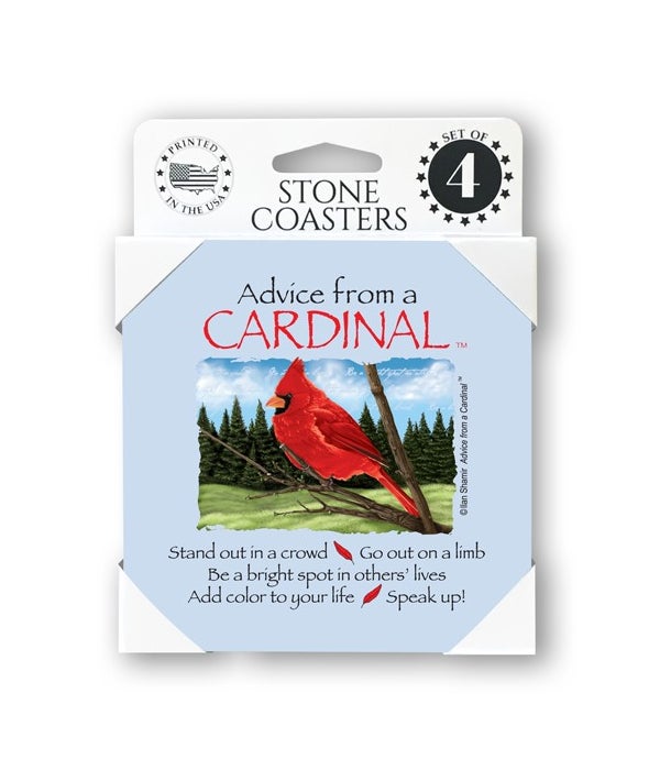 Advice from a Cardinal  coaster 4-pack