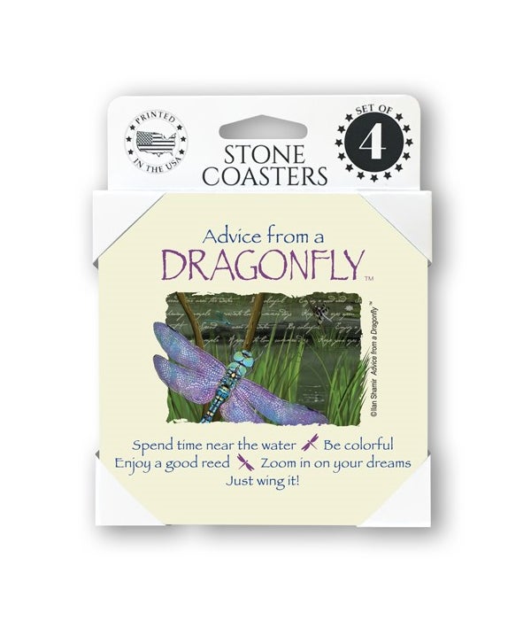 Advice from a Dragonfly  coaster 4-pack