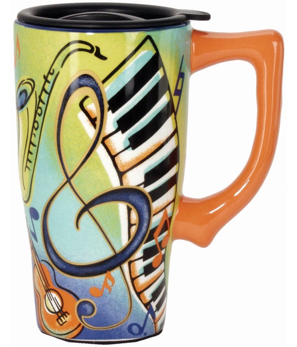MUSIC  Ceramic Travel Mug with Handle