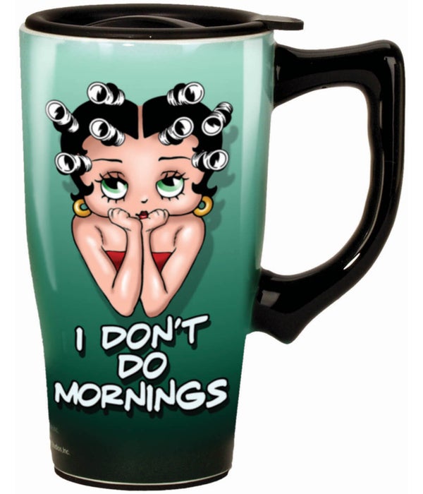 BETTY BOOP I DON'T DO MORNINGS  Ceramic Travel Mug with Handle