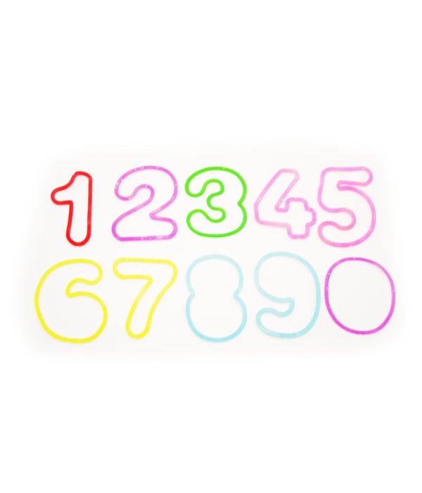 Numbers 000-9 rubber bands-glitter-12pc