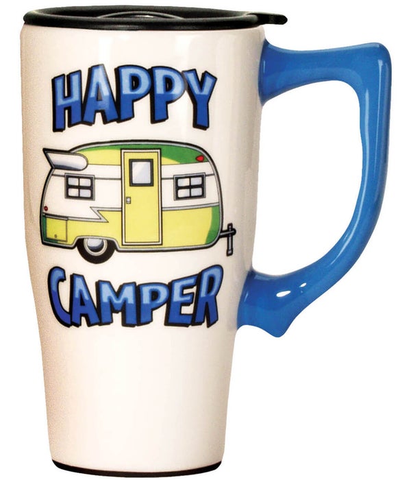 HAPPY CAMPER CERAMIC TRAVEL MUG