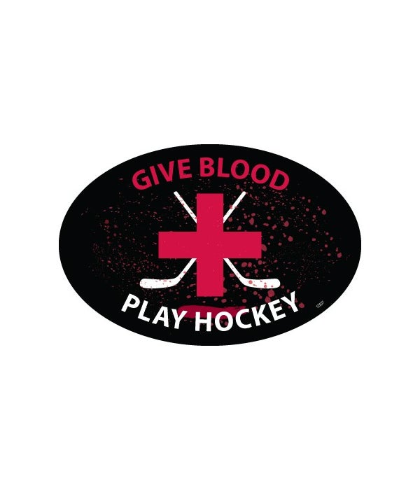 Give Blood Play Hockey Oval magnet