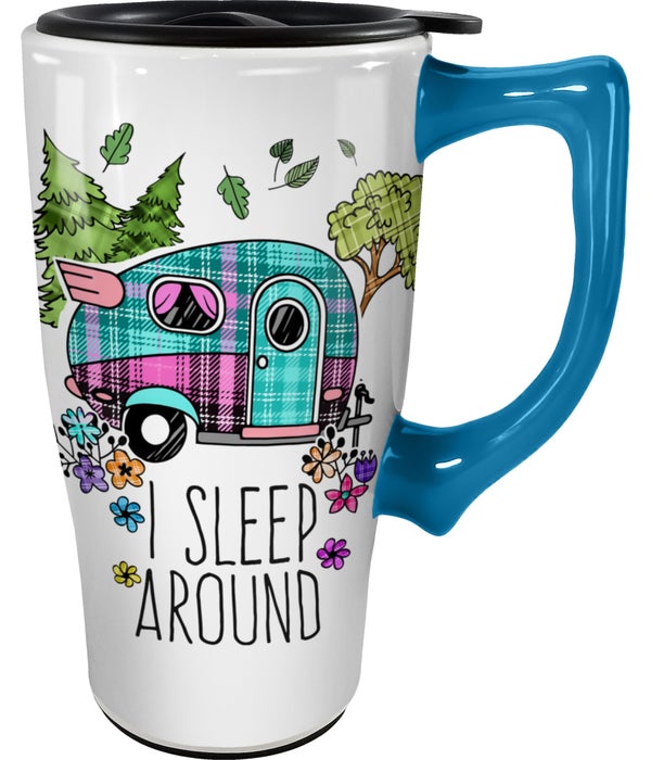 I SLEEP AROUND Ceramic Travel Mug with Handle
