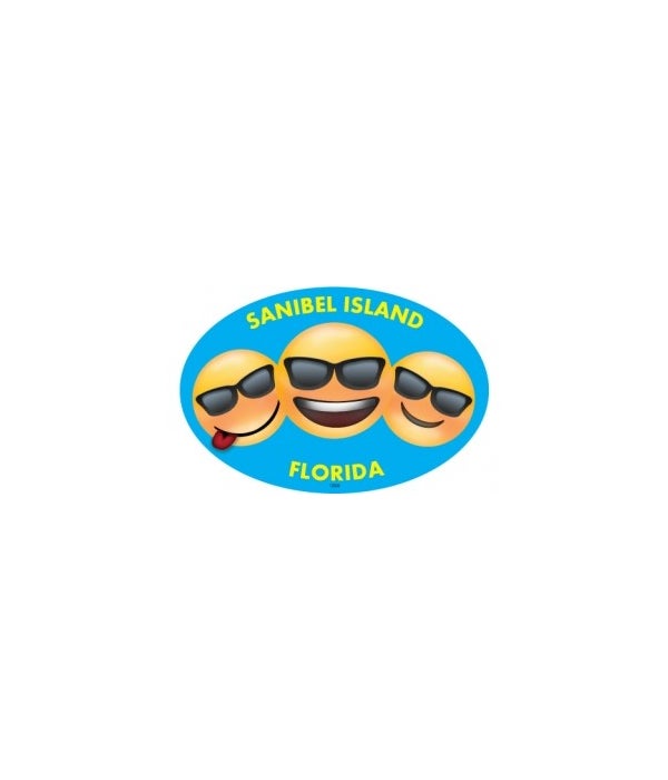 Emojis With Sunglasses-4x6 Oval Magnet