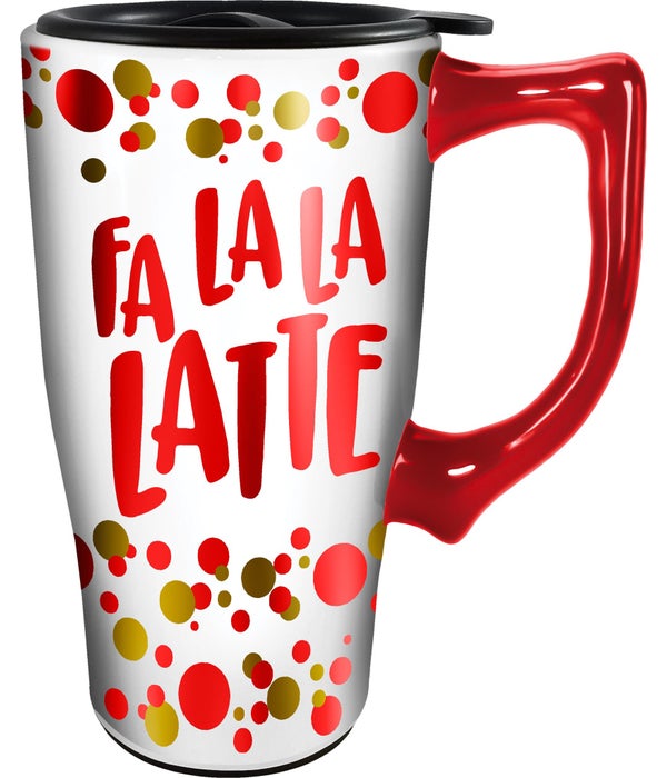 FA LA LA LATTE  Ceramic Travel Mug with Handle