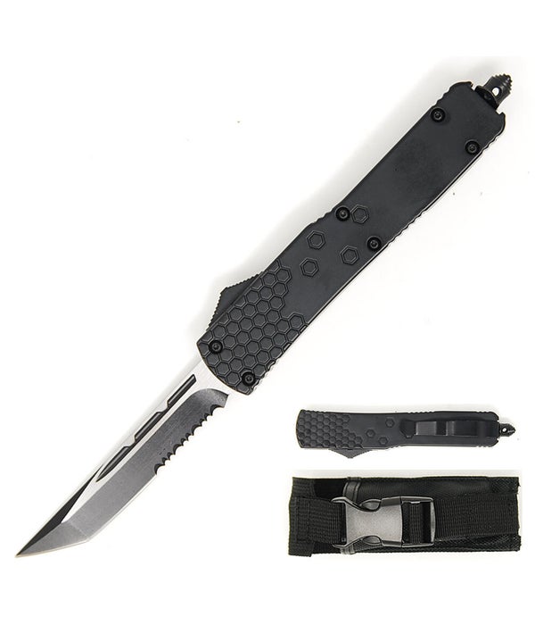 OTF 5" Black slim knife w/ case