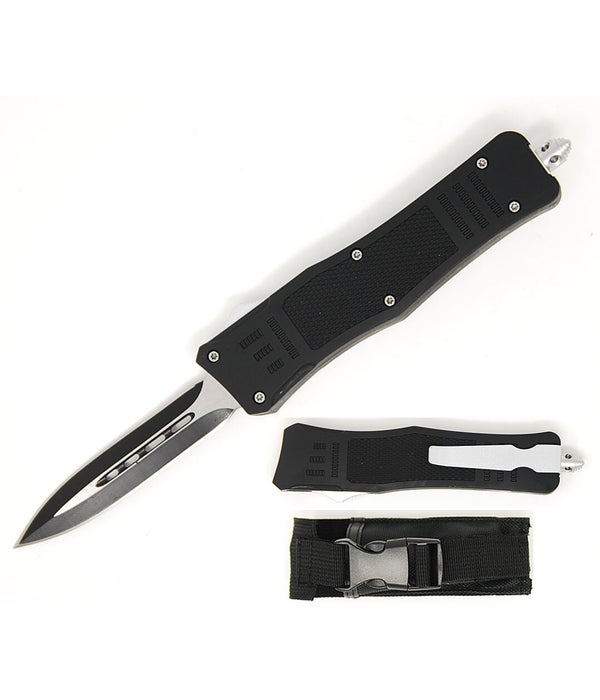 OTF 5.5" Black slim grip pattern stiletto knife