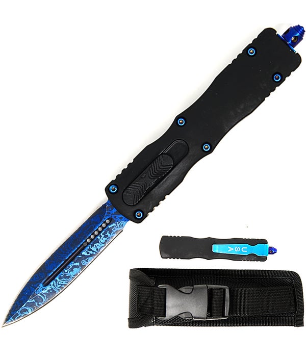 OTF Blue Pocket Knife w/ Black Handle 4.5"