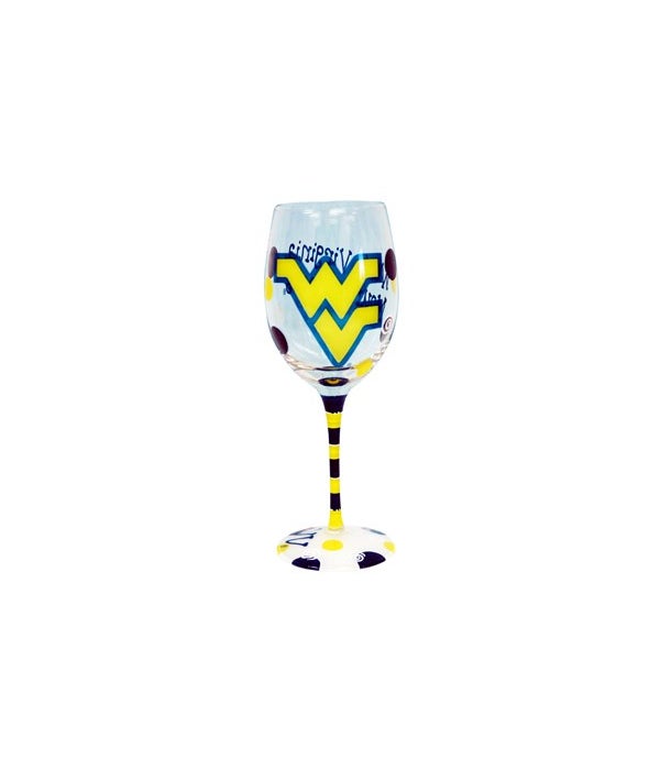 WV-U Drinkware Wine Glass 12oz