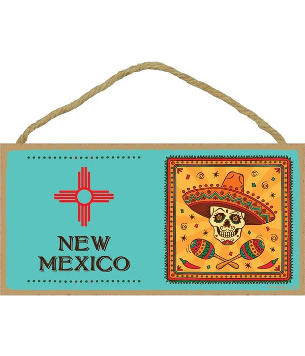 New Mexico flag with day of the dead ima