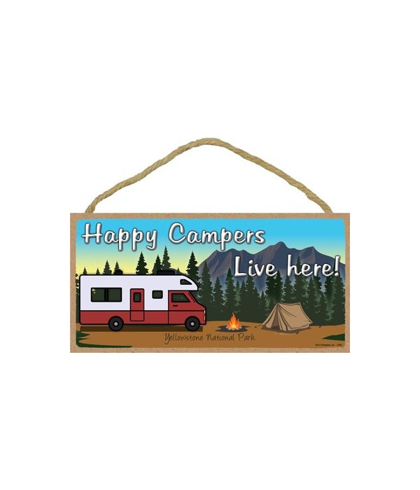 Happy Campers Live here - Maroon camper