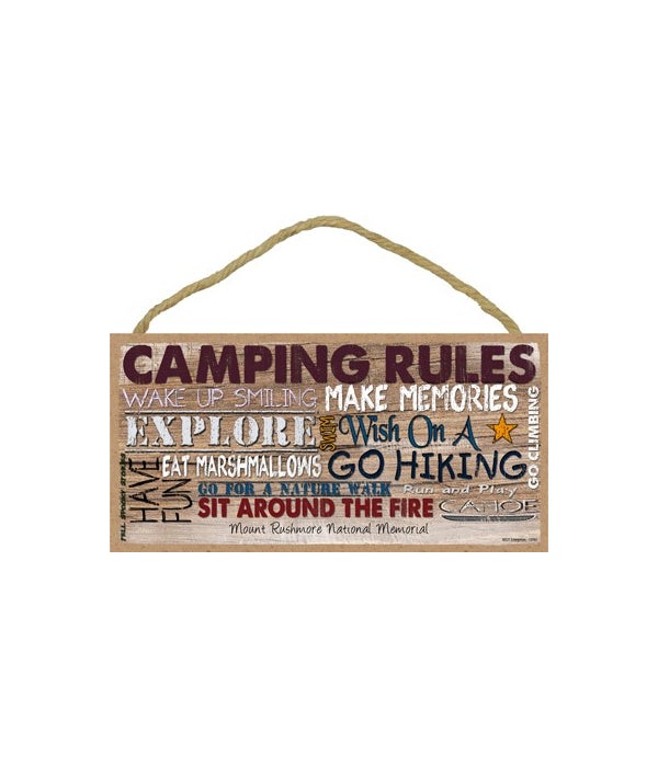 Camping Rules - Rustic camping words car