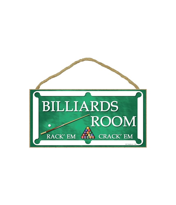 Billiards Room-Rack'em & Crack'em-5x10 Wooden Sign