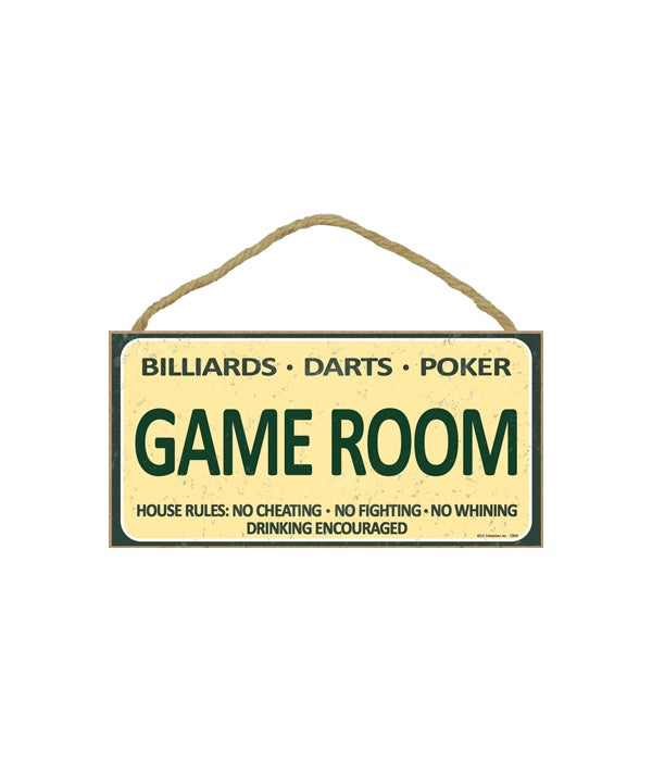 Game Room sign - Billiards-Darts-Poker: