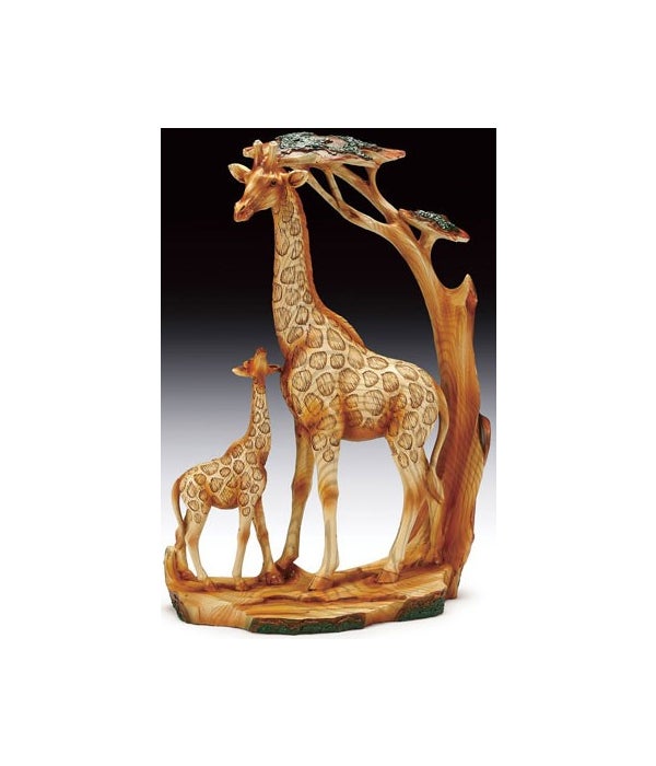 "Wood-like" carved Giraffe Family