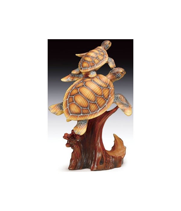 *Wood-like"carved"' Sea turtles 8.75"T