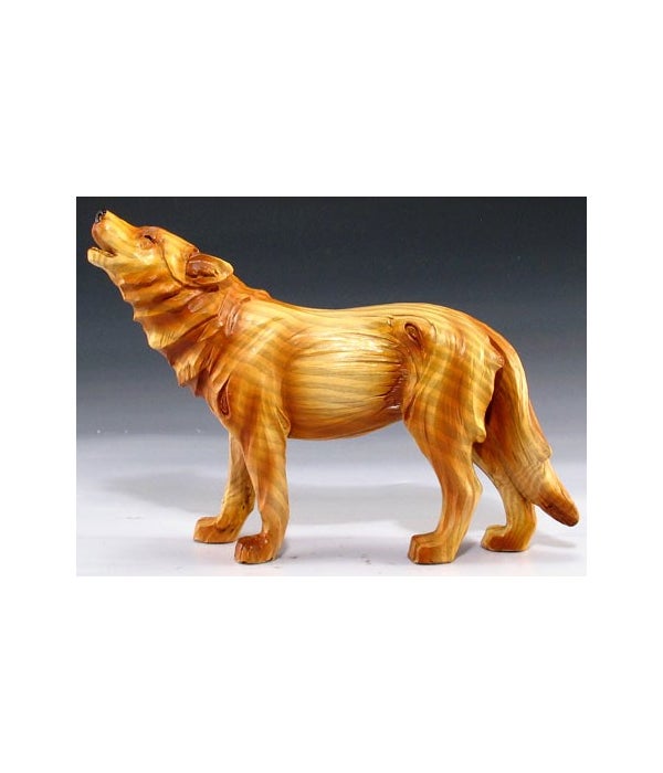 Wood-like"carved"' howling wolf 5"