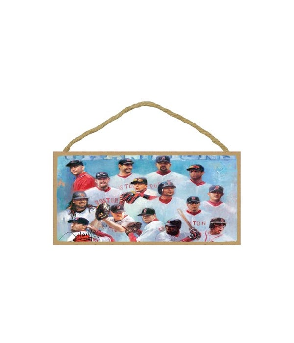 Boston Red Sox-players & coach montage-5x10 Wooden Sign