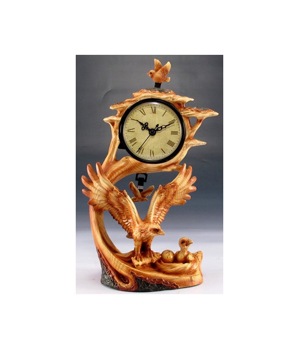 Wood-like "carved" eagle clock