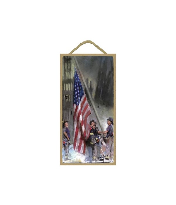 Firefighters at Ground Zero-5x10 Wooden Sign