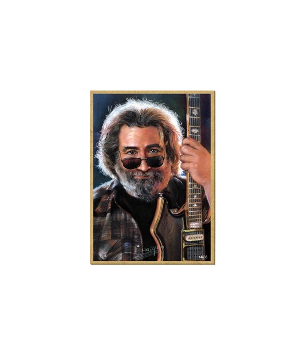 Jerry Garcia (with sunglasses and holdin