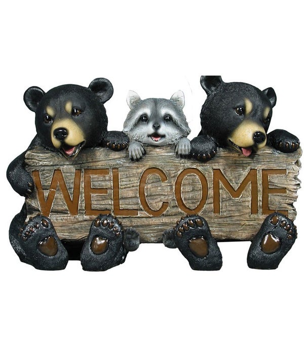 L17" Forest Pals Welcome (Bears/Raccoon Sign)