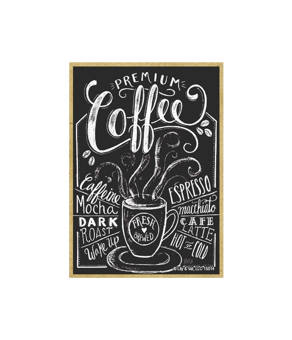 Coffee (black with white lettering) Magn