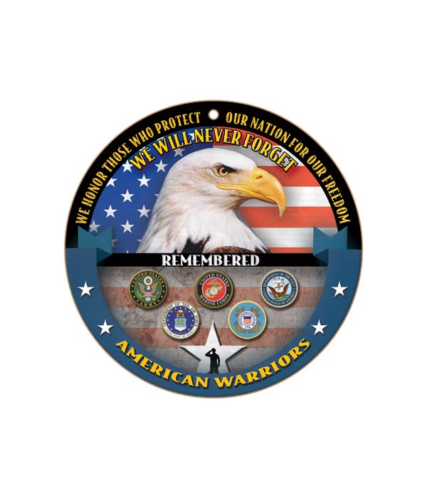 American Warriors round sign 10"
