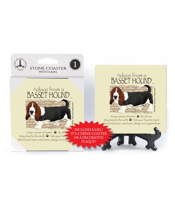 Advice from a Basset Hound 1 pack stone coaster