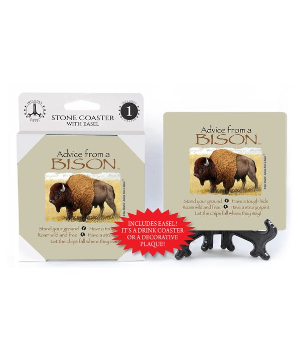 Advice from a Bison 1 pack stone coaster