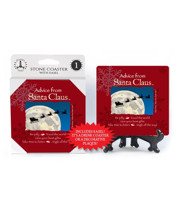 Advice from Santa Claus 1 pack stone coaster