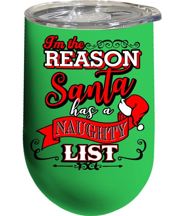 NAUGHTY LISTWine Tumbler with Lid