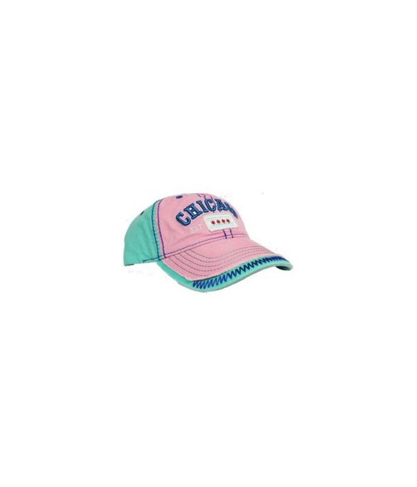 Chicago Stitched Pink Hat